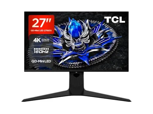 TCL 27R83U MiniLED-Monitor 4K 160 Hz - Monitore mit 1100 Zonen und beeindruckender HDR-Leistung für flüssiges Gaming und lebendige Farben, ideal für anspruchsvolle Gamer.