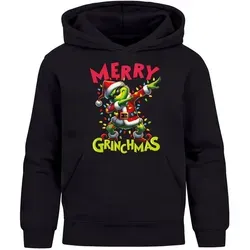 MoonWorks Kinder Hoodie Merry Grinchmas schwarz 164 - Stylischer Hoodie für Jungen und Mädchen in Größe 164. Aus weichem Materialmix für höchsten Tragekomfort und ideal für festliche Anlässe.