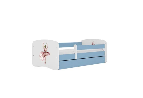 Raumhirsch Furniture Kinderbett Tänzerin, Blau, 80x160 cm - Robustes Kinderbett mit abnehmbarer Schutzschiene und praktischer Schublade für Stauraum. Inkl. verstellbarem Lattenrost und waschbarer Matratze, ideal für ein sicheres und gemütliches Kinderzimmer.