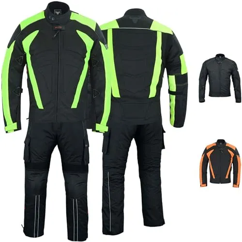 BULLDT Herren 2-teiliger Motorradkombi mit CE-Protektoren – Jacke & Hose für Sicherheit & Komfort - Robuster 4-lagiger Motorradanzug mit CE-Protektoren für optimalen Schutz. Winddicht und mit herausnehmbarem Thermofutter, ideal für alle Wetterbedingungen. 9 praktische Taschen bieten viel Stauraum für unterwegs.