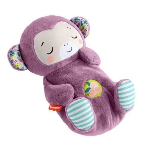 Fisher-Price Kuscheliges lila Äffchen - Kuschelige Einschlafhilfe für Babys mit sanften Melodien. Waschmaschinenfest und aus weichem Material für ein beruhigendes Gefühl. Inklusive Audiomodul und Lautstärke-Einstellung.
