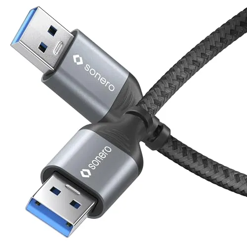 Sonero® USB-A auf USB-A Datenkabel, Verbindungskabel, Kabel Typ A, 3.0, 5GB/s, space grey/schwarz, 1,00m