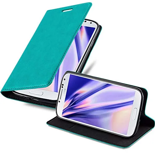 Cadorabo Hülle kompatibel mit Samsung Galaxy S4 aus Premium Kunst Leder Flip Klappbare Stoßfeste Magnetische [Standfunktion] [Kartenfächern] Cover Hülle für Galaxy S4 Tasche in Türkis