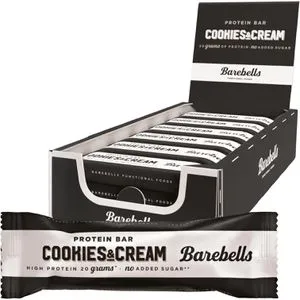Barebells Protein Riegel – Cookies & Cream, 16g High Protein Bar - Proteinriegel mit 20g Eiweiß und unter 2g Zucker pro Riegel, ideal für Muskelaufbau und Fitnessliebhaber. Lecker und ohne Palmöl, für guilt-free Genuss!