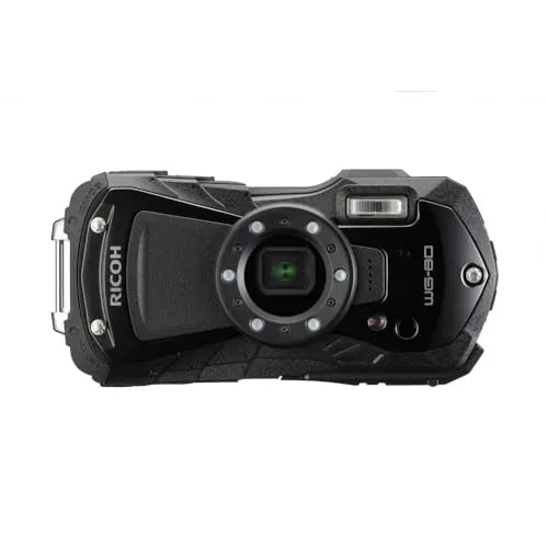Ricoh WG-80 Schwarz - Wasserdichte Digitalkamera für Abenteuer - Digitale Kompaktkamera für Unterwasseraufnahmen bis zu 14 Metern, stoßsicher und mit 16 MP Bildqualität für atemberaubende Fotos und Videos.