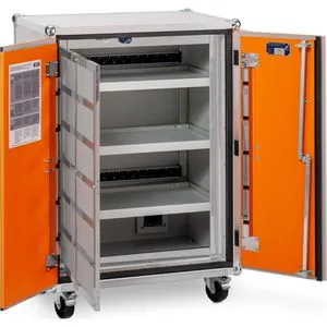 CEMO Akku-Ladeschrank Premium Plus 8/10, mit 18 Steckdosen, Feuerwiderstand Typ 90, mit Rollen, (B/H/T) 89 x 115 x 66cm