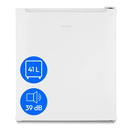 MEDION Mini Kühlschrank - 41 Liter Nutzinhalt, integriertes Eisfach, ideal für Büro und Gartenlaube, höhenverstellbare Füße