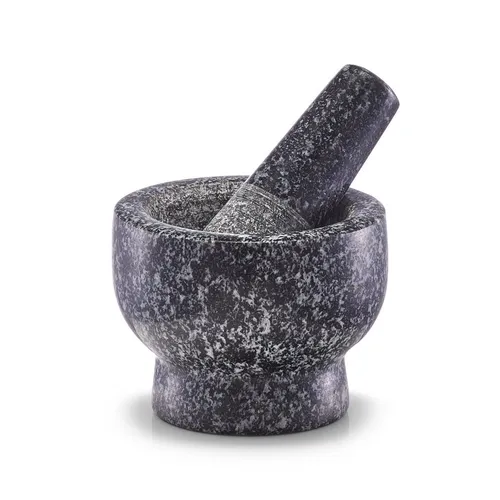 Zeller Mörser & Stößel-Set aus Granit, Ø 9 x 6,5 cm - Das stilvolle Mörser & Stößel-Set aus massivem Granit ist ideal zum Zerstoßen und Mahlen von Gewürzen und Kräutern. Ein unverzichtbarer Küchenhelfer für jede Kochkunst!