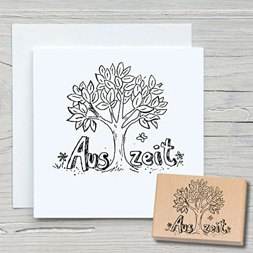 NEWSTAMPS Stempel Auszeit Motivstempel aus Holz & Gummi zum Karten und Geschenke basteln, Holzstempel für Scrapbook, Textilstempel, Deko, Freunde