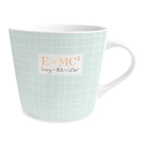 Grafik-Werkstatt Kaffee-Tasse mit 100% Echtgold | Porzellan Tasse | 420 ml | E = MC², 61436, Weiß
