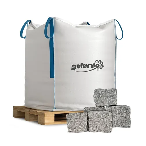 GALAMIO Granit Pflastersteine 15/17 gespalten - Frostbeständige Gartensteine in Grau/Natur, ideal für vielfältige Verlegemöglichkeiten. 2,90m² Flächendeckung pro Paket, perfekt für kreative Außenbereiche.