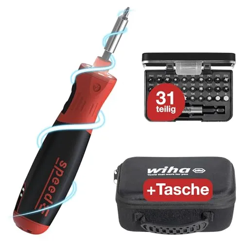 WIHA speedE PocketDrive E-Schraubendreher - inklusive Bitbox und Tasche, perfekt für kraftvolle und filigrane Schraubarbeiten