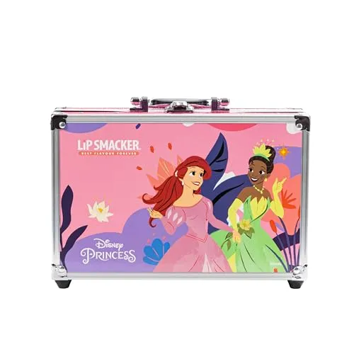 Lip Smacker Disney Princess Traincase, Schminkset für Mädchen, 40+ Make-up Produkte für Gesicht, Lippen und Nägel, Inklusive Beautyzubehör für Haare und Make-up