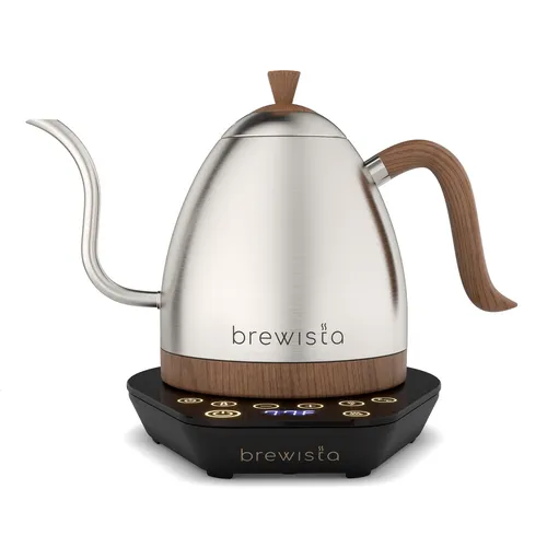 Brewista Artisan 1.0L Gooseneck Variable Kettle - Edelstahl - Wasserkocher mit präzisem Schwanenhalsausgießer und digitaler Temperatureinstellung von 60 bis 99°C – ideal für Barista-Techniken und perfektes Übergießen.