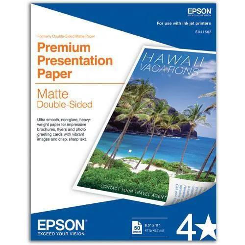 Epson Matte doppelseitige Papier 8.5x11 helle weiße Premium Fotopapier 50 Blatt