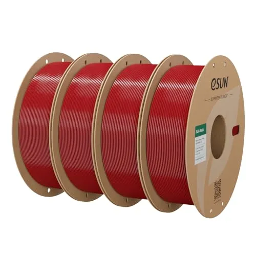 eSUN PLA Filament 1.75mm, PLA Basic 3D Drucker Filament Maßgenauigkeit +/- 0.03mm, 1KG pro Spule, 4 Spulen 3D Druck 3D Filament, Feuerwehrrot-4KG