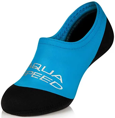 Aqua Speed Kinder Badesocken Neopren | Schwimmsocken für Mädchen Jungen | Aquasocken Anti-Rutsch | Neoprensocken Wasser | Baden Socken Schwimmbad | Swim Socks | Blau; Gr. 22-23 | Neo