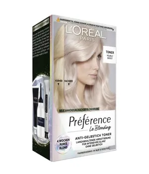 L'Oréal Paris Haartoner, Anti-Gelbstich für kühles Blond und intensiven Glanz, Ohne Ammoniak, Préférence Le Blonding, Pearly Boost