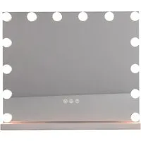 COSTWAY Hollywood Spiegel mit Beleuchtung - Kosmetikspiegel mit 14 dimmbaren LED-Leuchten und 3 Lichtfarben für perfekte Beleuchtung beim Schminken, inklusive Touch-Steuerung und 5-facher Vergrößerung für präzise Details.