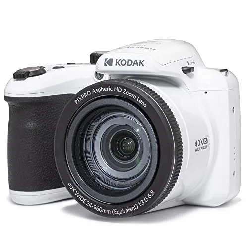 Kodak Astro Zoom AZ405 White - 20,68 MP Bridgekamera mit BSI CMOS und 5184 x 3888 Pixel für brillante Fotos und kreative Aufnahmen