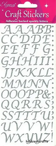 Stilisierte Silber Alphabet Eleganza Glitter Sticker Einladungen Karten 25827