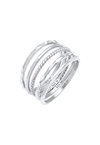 Elli Ring-Set Stapelring Stacking Boho Set (5 tlg) 925 Sterling Silber - Ringe aus 925er Sterling Silber, handgefertigt und im angesagten Boho-Stil für individuelle Looks. Ideal für kreative Stapelungen!