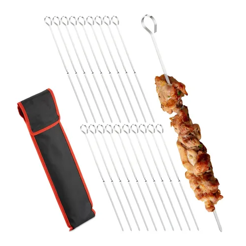 Grillspieße 20er Set Schaschlik Spieße Fleischnadel Grill Metallspieß Edelstahl