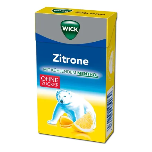  Wick Zitrone & Menthol ohne Zucker, Hals-Bonbon, 46g Packung 28,04€/1kg
