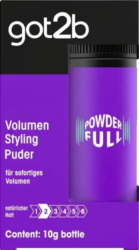got2b Styling Puder Powderfull (10 g) – Volumenpuder für voluminöses Haar - Das got2b Styling Puder Powderfull sorgt für sofortiges Volumen am Ansatz. Mit seiner leichten Formel ermöglicht es einen natürlichen Halt und ein voluminöses Styling in weniger als 10 Sekunden. Ideal für jeden Tag!