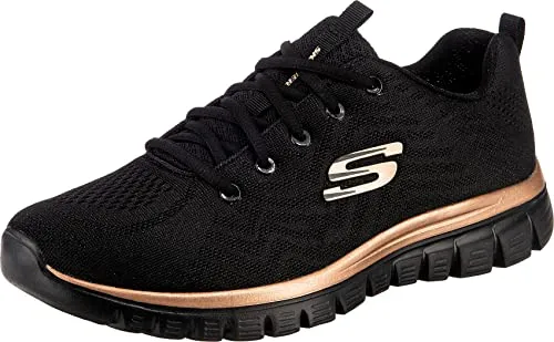 Skechers Damen Graceful Get Connected Sneaker - Schwarz, 35 EU - Damen-Sneaker mit atmungsaktivem Obermaterial und bequemer Memory Foam Innensohle für ultimativen Komfort den ganzen Tag.