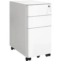 SONGMICS Aktenschrank Rollcontainer mit Schloss, vormontiert, weiß - Aktenschrank aus Stahl, vormontiert und inklusive Schubladen-Einsatz sowie Hängeregistratur – perfekt für Ordnung im Büro!