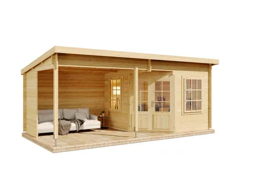 Alpholz Gartenhaus Carl-28, 622x332 cm - Robustes Holzhaus - Gartenhäuser aus nordischer Fichte, imprägniert und wetterfest, mit 2 Ausstellfenstern und einem Pultdach für optimale Raumhöhe und Licht. Ideal für Gartenliebhaber!