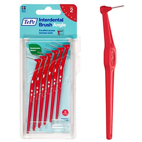 TEPE Angle Interdentalbürsten Rot (ISO Größe 2: 0,5 mm) - Effektive Zahnzwischenraumreinigung mit TePe Angle Interdentalbürsten für mittlere Zahnlücken. Ideal für schwer erreichbare Stellen, sorgt für frischen Atem und unterstützt die Mundhygiene.