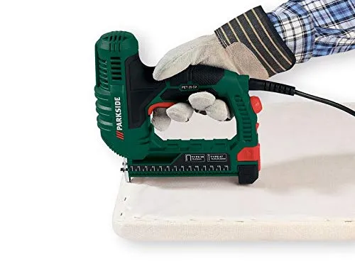 Parkside Elektrotacker PET 25 C2: Moderner Hefter mit Einhandbedienung und Heckladesystem