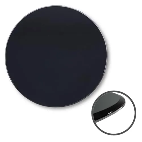 HOOZ Tischplatte aus Glas Ø 80 cm - Aschesauger, hochwertige ESG-Sicherheitsglasplatte mit elegantem Facettenschliff, ideal als Funkenschutzplatte für den Kamin.