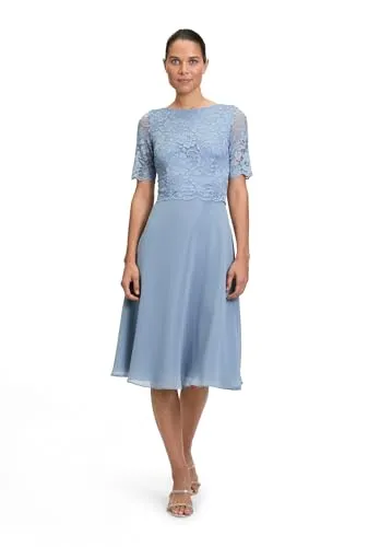 Vera Mont Damen Cocktailkleid mit Spitze Light Steel Blue,38