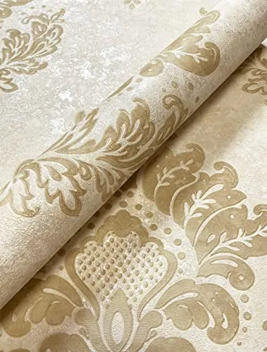 Newroom Design Tapete Beige Vliestapete Ornament - Elegante Barocktapete in Beige und Braun für stilvolle Wohnräume. Hochwertiges Material, lichtbeständig und einfach abziehbar. Inkl. gratis Tapezier-Ratgeber für ein perfektes Ergebnis.