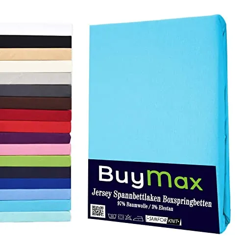 Buymax Spannbettlaken für Wasserbetten und Boxspringbetten - Hochwertiges Spannbettlaken aus 97% Baumwolle, 3% Elasthan, atmungsaktiv und ideal für Matratzen bis 35 cm Höhe. Pflegeleicht und faltenfreier Sitz für besten Schlafkomfort.