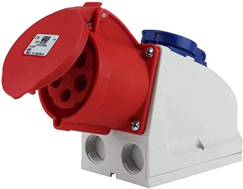 PCE-Electric CEE-Steckdose 47411L, 32 A, 400 V, 5-polig - Robuste CEE-Steckdose für den Außeneinsatz (IP44), ideal für die Aufputzmontage. Langlebig und einfach zu installieren, perfekt für verschiedene Anwendungen.