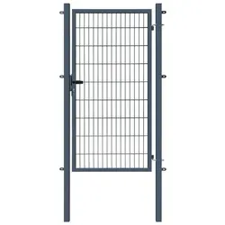 Fischer und Adamek Gartentor BASIC Zauntor 100 cm x 180 cm - Robustes Gartentor aus pulverbeschichtetem Stahl in Anthrazit, inkl. Schließzylinder und 3 Schlüsseln. Ideal für eine sichere Abgrenzung Ihres Gartens.