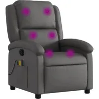vidaXL Massagesessel Grau Echtleder - Entspannung pur - Einzelsessel mit 6 Massagepunkten für gezielte Entspannung. Manuelle Liegefunktion bis 135 Grad für individuellen Komfort. Hochwertiges Echtleder sorgt für Stil und Langlebigkeit.