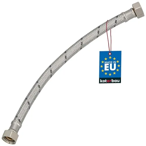 KOTARBAU® Flexschlauch 3/8 Zoll - Wasserschlauch - 30 cm - Panzerschlauch - 3/8“ x 3/8“ - Anschlussschlauch für Armatur - Schlauch Für Wasserhahn - Edelstahlummantelt - Silber