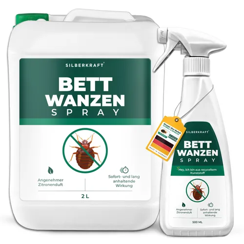 SILBERKRAFT Anti Bettwanzen Spray - Schädlingsbekämpfung: Effektives Spray mit Geraniol gegen Bettwanzen, schützt bis zu 3 Monate und ist ideal für Matratzen, Sofas und mehr. Hergestellt in Deutschland und umweltfreundlich.