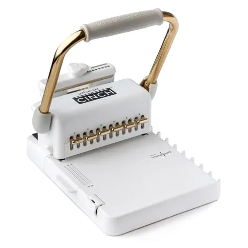 Universal CINCH Bindemaschine, 20 Bindevarianten, Premium-Drahtbindegerät mit Zentrierlineal und Zubehör, Weiß