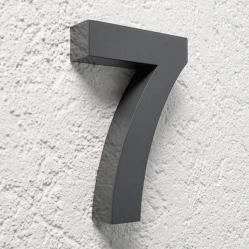 3D Hausnummer 7 aus Edelstahl anthrazit RAL7016 - Hausnummern & Buchstaben, rostfreier Edelstahl mit IP65 Schutzart – ideal für den Außenbereich und langlebig.