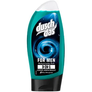duschdas Duschgel For Men 3in1, 225 ml - Duschgel für Männer, 3in1-Formel zur Reinigung von Körper, Gesicht und Haar, dermatologisch getestet und ohne Mikroplastik für eine gründliche, erfrischende Pflege.