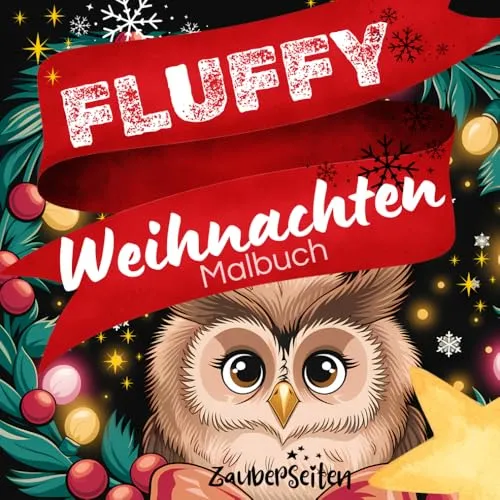 FLUFFY Weihnachten Malbuch für Erwachsene & Kinder: 50 festliche Motive mit niedlichen Tieren zum Ausmalen, Ausmalbuch für Entspannung und Stressabbau Weihnachtsmalbuch