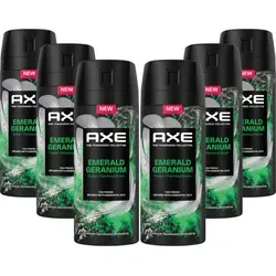 Axe Premium Bodyspray Emerald Geranium 150 ml - 6 Stück - Deo ohne Aluminiumsalze für bis zu 72 Stunden Schutz gegen Körpergeruch, mit verführerischem Duft und intensiver Zink-Formel für Männer.