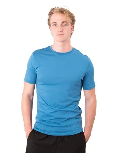 Occulto Herren Merino Shirt Montreal - Azurblau, L - Activewear-T-Shirts für Herren, aus 100% hochwertiger Merinowolle für optimale Klimaregulierung und Atmungsaktivität – ideal für aktive Abenteuer und wechselnde Temperaturen.