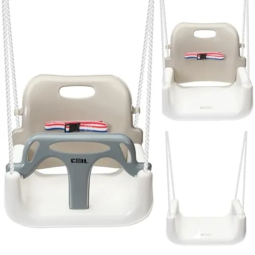 COIL 3-in-1 Kinderschaukel für Indoor & Outdoor - Vielseitige 3-in-1 Schaukel für Babys und Kleinkinder bis 5 Jahre. Verstellbare Höhe, hohe Sicherheit durch Sicherheitsgurt und Rückenlehne. Einfache Montage für drinnen und draußen.